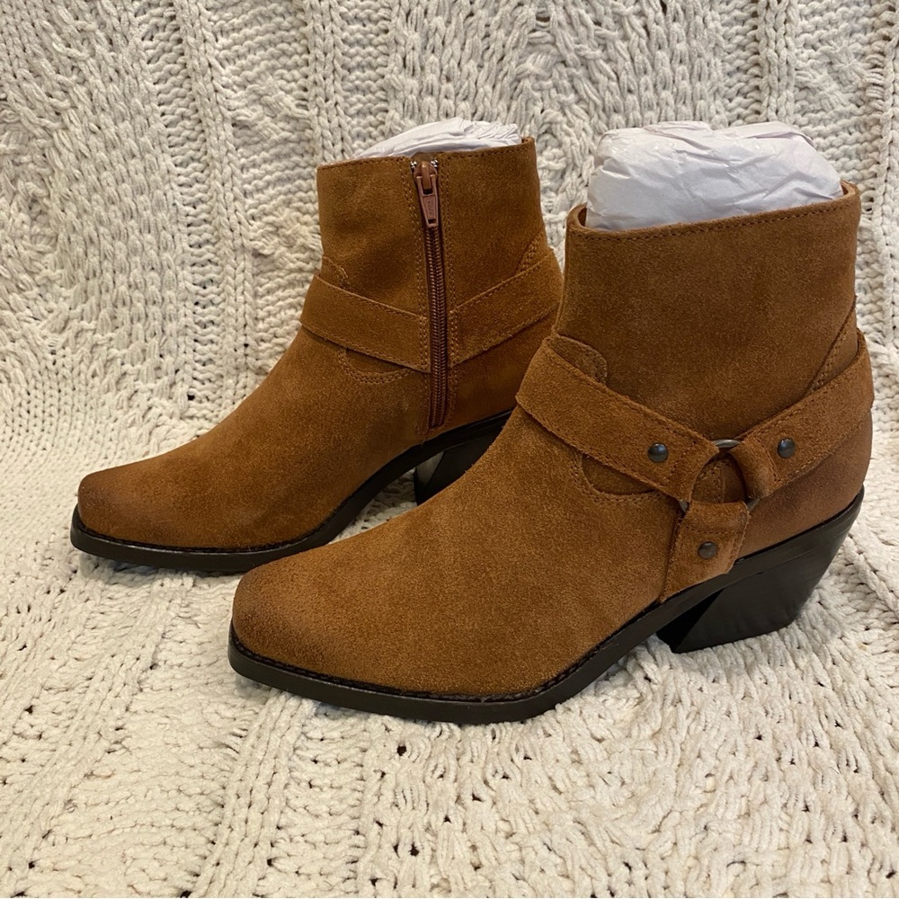 Brown Suede Ankle moto Boots